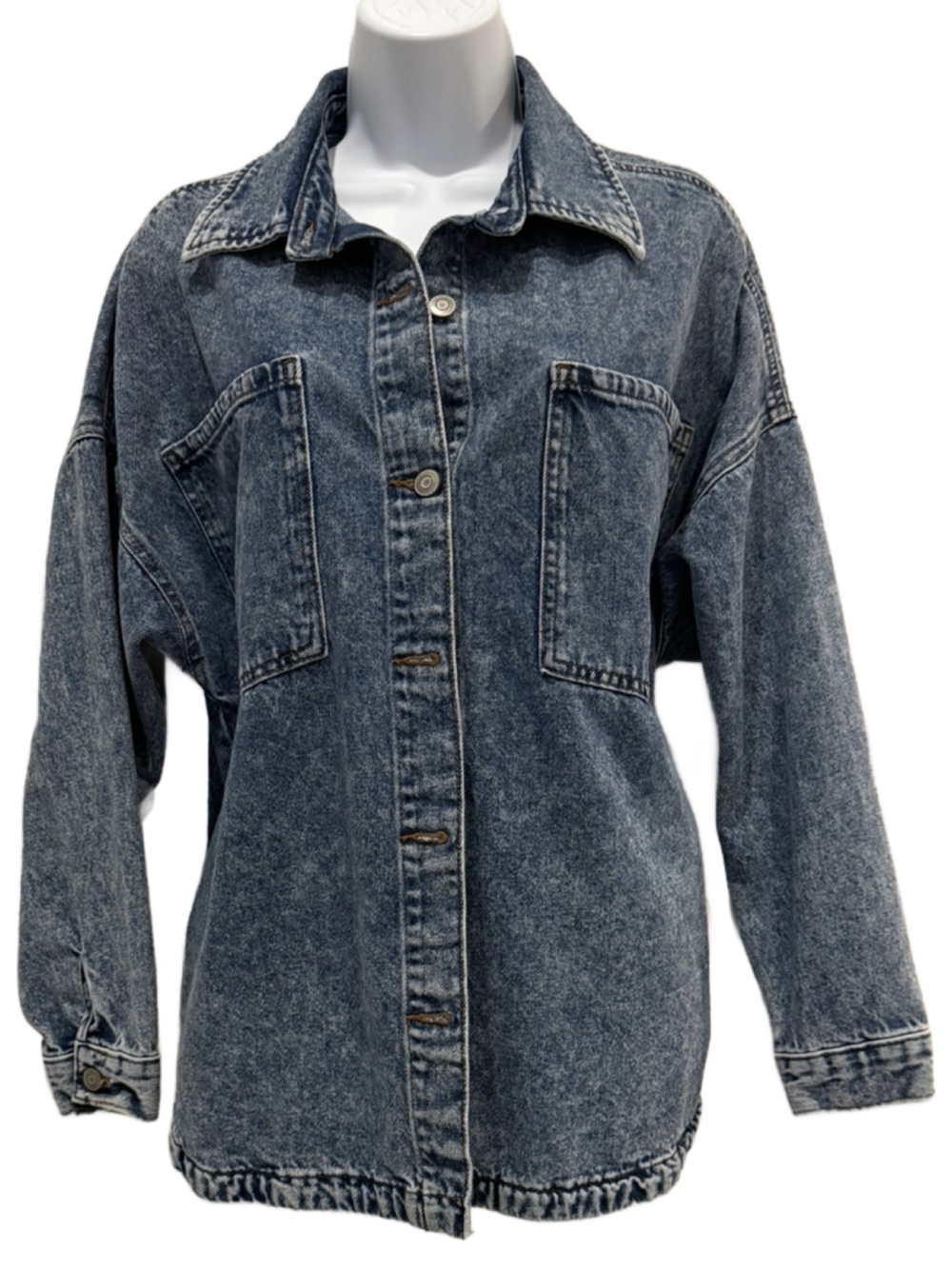 Celebrity Pink Acid Washed Denim Shirt Jacket (Shacket) Medium